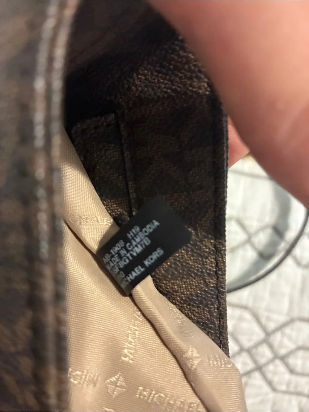 NWOT!!! Michael Kors Dark Brown Monogram Crossbody with Gold Charm